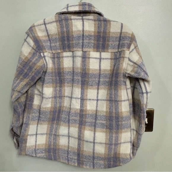 AVEC LES FILLES Relaxed Fit Lavender Beige Plaid Shacket Size extra small - Picture 6 of 7